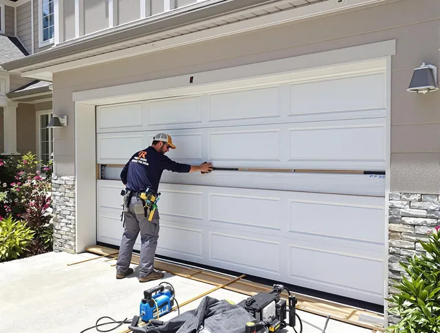 Columbus Garage Door Repair team performing complete garage door replacement at Columbus residence