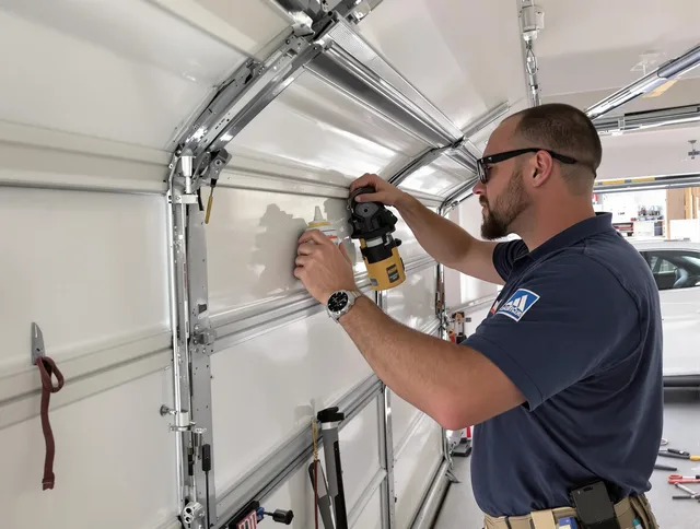 Columbus Garage Door Repair technician quieting a noisy garage door in Columbus