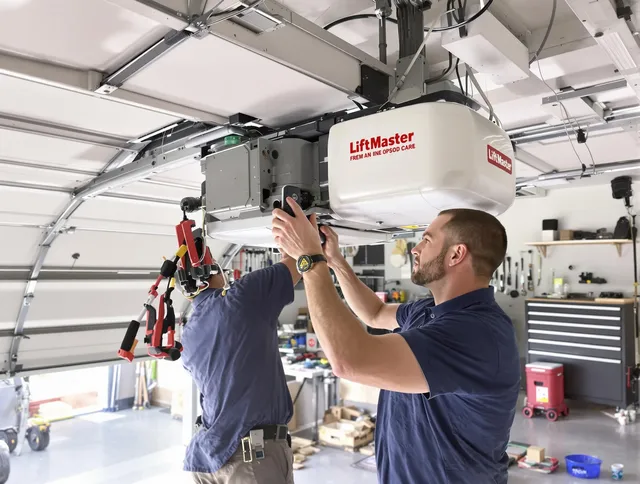 Columbus Garage Door Repair technician performing advanced diagnostics on garage opener in Columbus